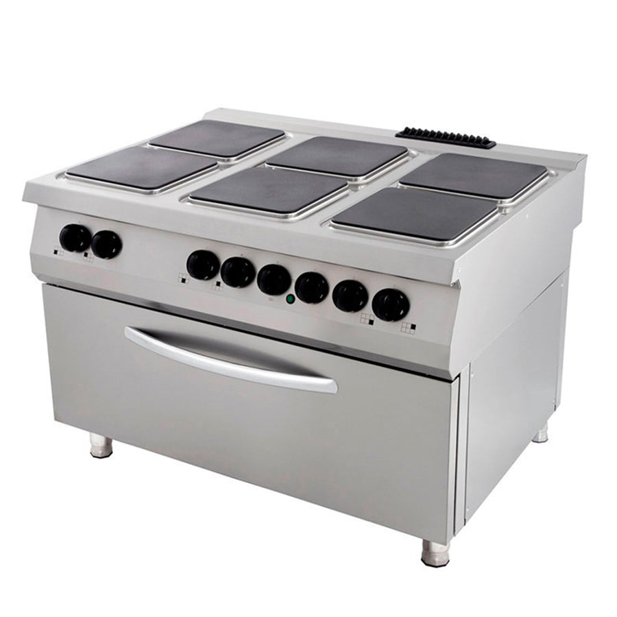 Cuisinière électrique Maxima Ligne de cuisson 900 avec 6 brûleurs, unité triple, four grande capacité, profondeur 90 cm.