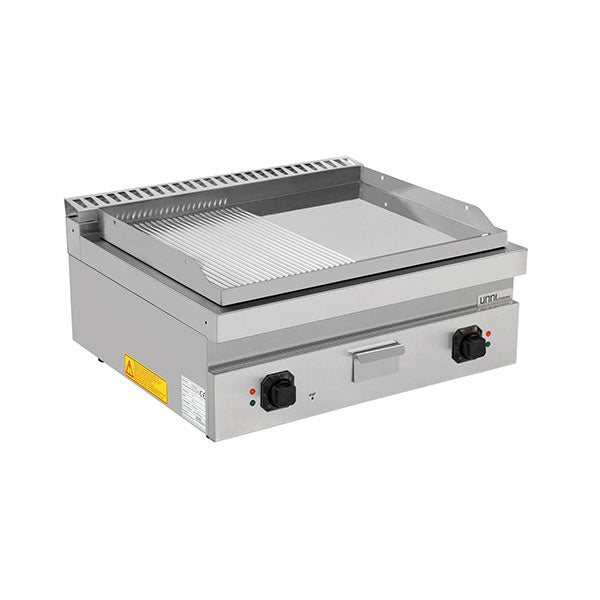 électrique Griddle – 1/2 Smooth + 1/2 Grooved CHROME – E70GP20B+GSC - Unninox