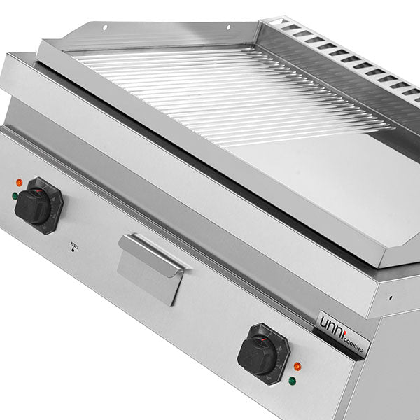 électrique Griddle – 1/2 Smooth + 1/2 Grooved CHROME – E70GP20B+GSC - Unninox - image 4