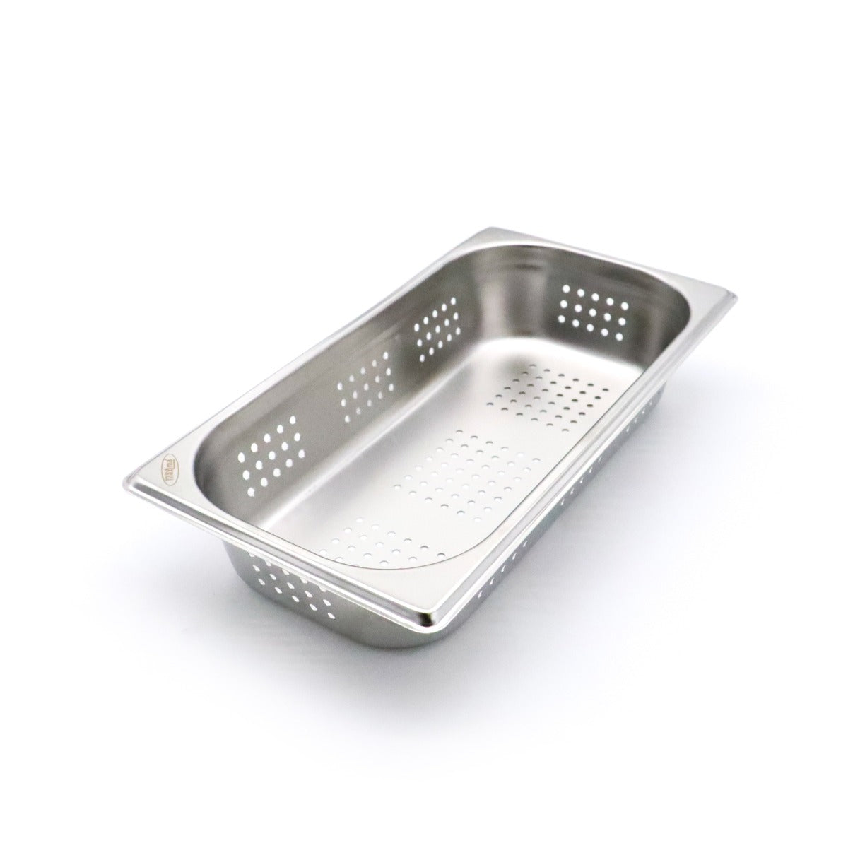 Récipient gastronorm 1/3 GN en acier inoxydable perforé, profondeur 6,5 cm, par Maxima.