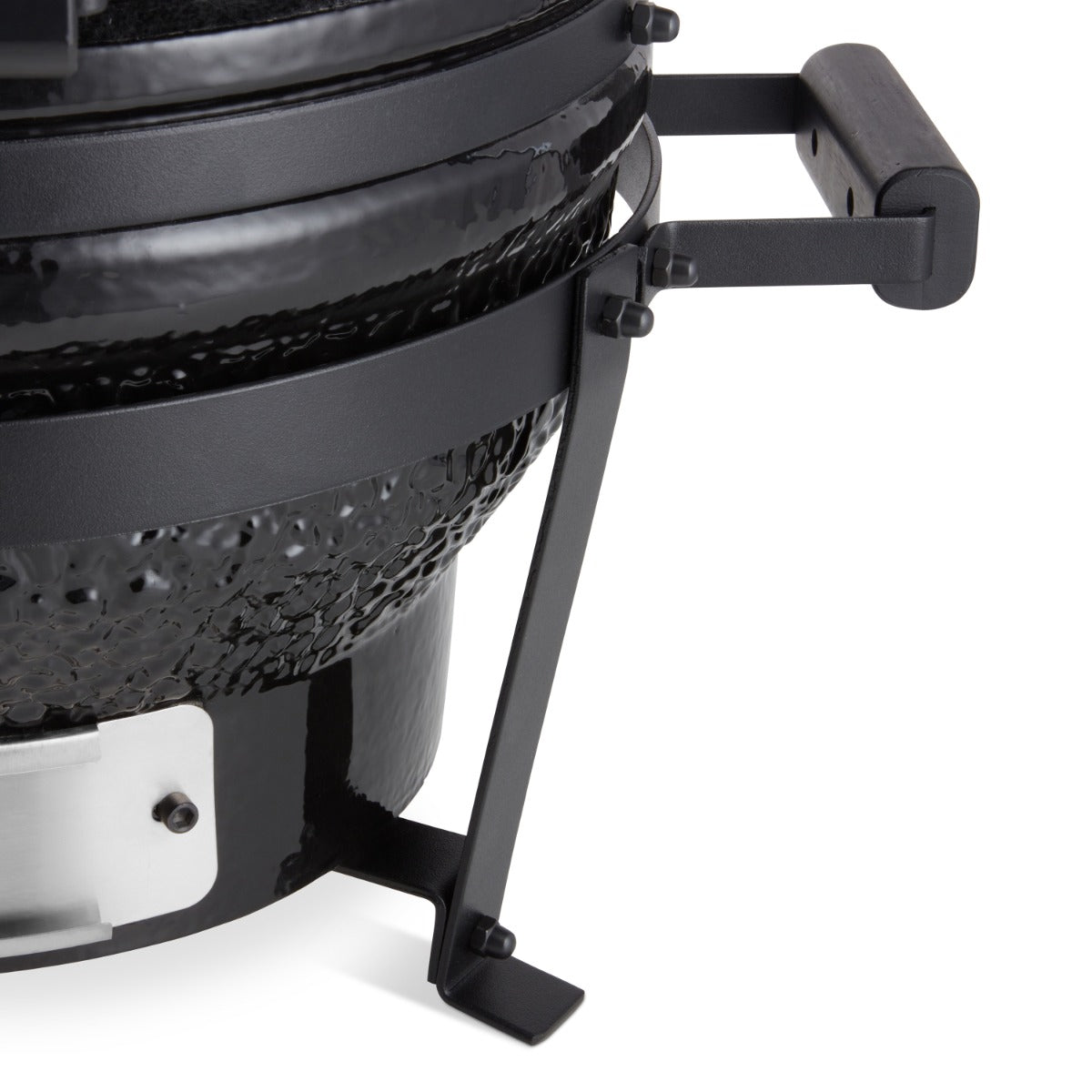 Gril kamado premium Maxima de 16 pouces, en céramique noire, avec porte et thermostat pour barbecue en plein air.