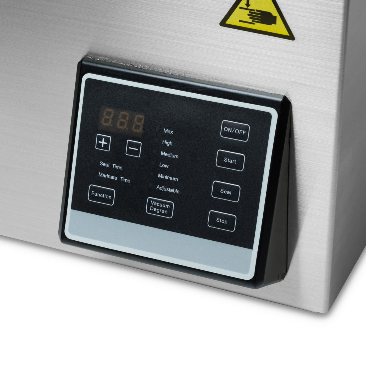 Machine à emballer sous vide Maxima avec joint de 29 cm, chambre compacte de 35x30x11 cm pour emballage alimentaire.