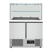 Saladette with glass top | 2 portes | statique cooling | 90x70x85(h)cm - Unninox