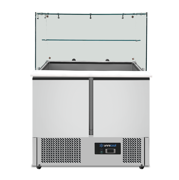 Saladette with glass top | 2 portes | statique cooling | 90x70x85(h)cm - Unninox