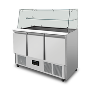 Saladette with glass top | 3 portes | statique cooling | 137x70x85(h)cm - Unninox - image 3