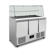 Saladette with glass top | 3 portes | statique cooling | 137x70x85(h)cm - Unninox - image 2