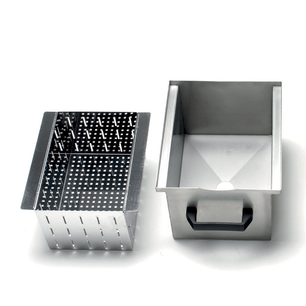 Bac avec filtre pour décharge en inox (10-18 kg)