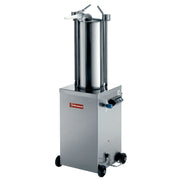 Poussoir hydraulique vertical en inox, 15 litres sur roues