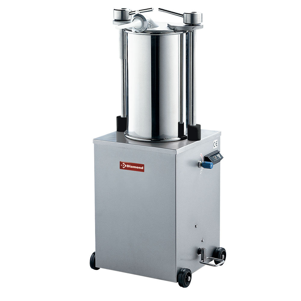 Poussoir hydraulique vertical en inox, 25 litres sur roues