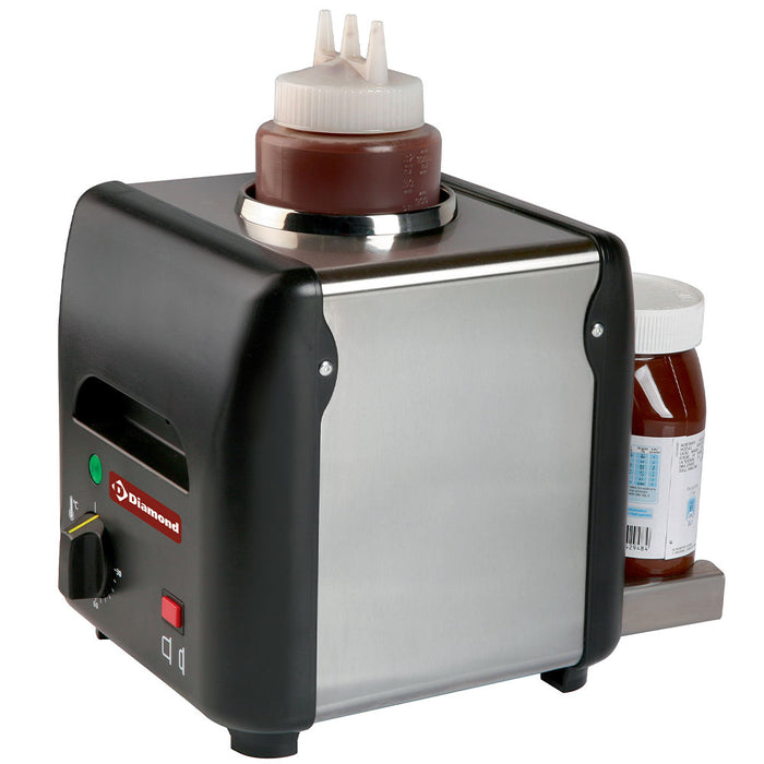 Chauffe-chocolat à tartiner ou liquide Diamond, capacité 1 litre, idéal pour miel, sauces ou fromage, en acier inoxydable.