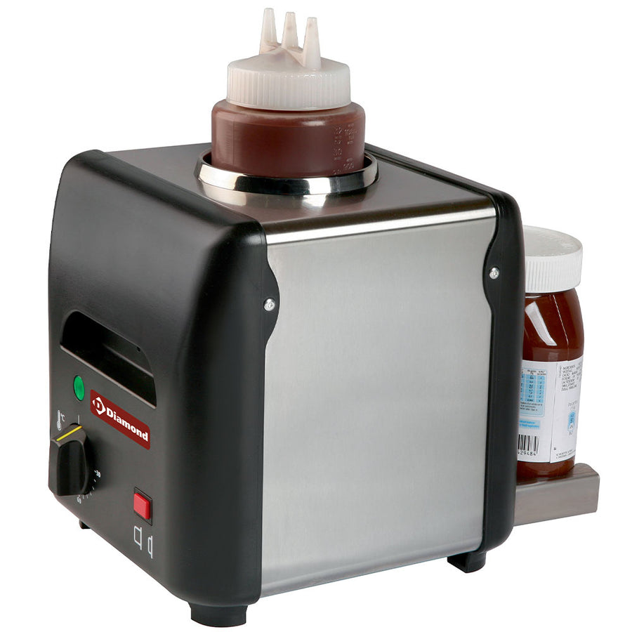 Chauffe-chocolat à tartiner ou liquide Diamond, capacité 1 litre, idéal pour miel, sauces ou fromage, en acier inoxydable.