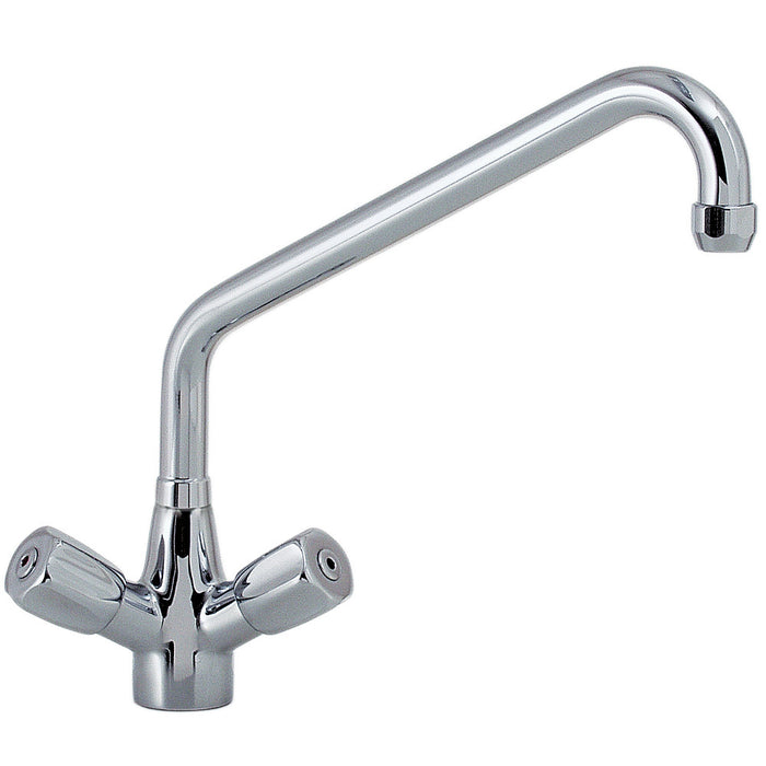 Robinet mélangeur Heavy-Duty Diamond avec sortie mono, grand débit, en acier robuste, pour cuisine ou salle de bain.