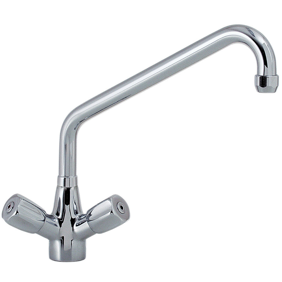 Robinet mélangeur Heavy-Duty Diamond avec sortie mono, grand débit, en acier robuste, pour cuisine ou salle de bain.