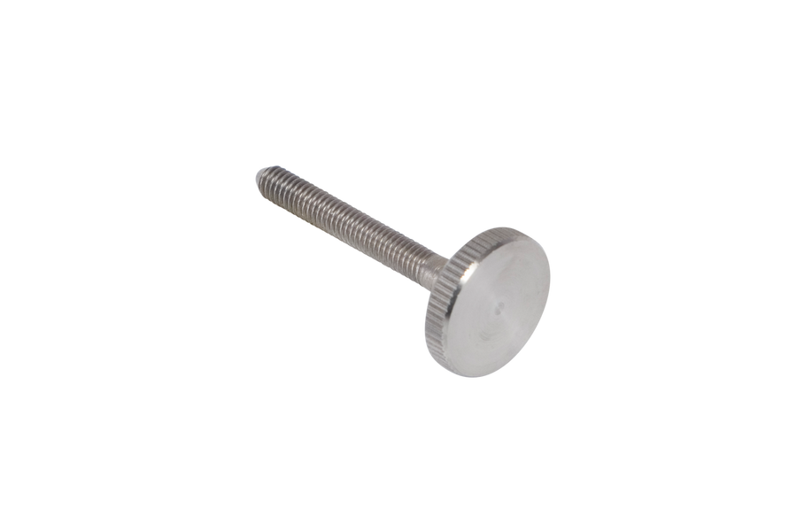 Pièce en vis moletée pour couteau à kebab TANDIR, accessoire détachable, montrée en gros plan avec surface métallique texturée.