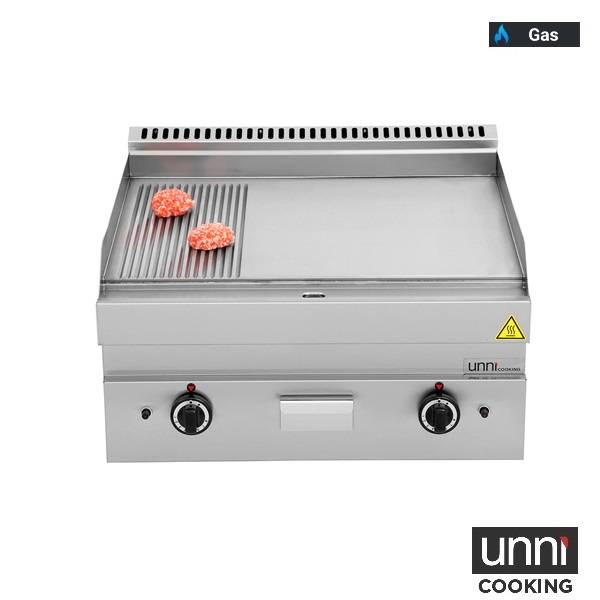 gaz Griddle – 1/3 GROOVED - 2/3 SMOOTH - Unninox