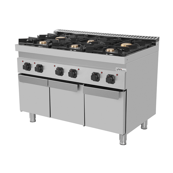 gaz stove with portes – 44kW – 6 Burners – G70C20K - Unninox - image 2