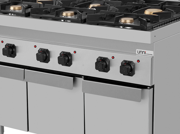 gaz stove with portes – 44kW – 6 Burners – G70C20K - Unninox - image 4