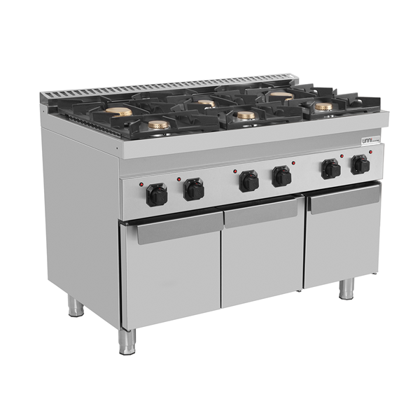 gaz stove with portes – 44kW – 6 Burners – G70C20K - Unninox