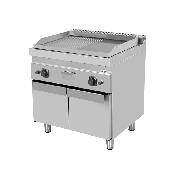 Table de travails Category 1 | Griddle plate gaz– 1/2 Smooth + 1/2 Grooved - G70GP20+GS-K - Unninox - image 2
