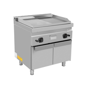Table de travails Category 1 | Griddle plate gaz– 1/2 Smooth + 1/2 Grooved - G70GP20+GS-K - Unninox