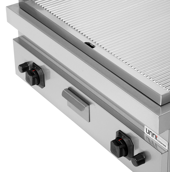 Griddle plate gaz– Grooved – G70GP20B+G - Unninox - image 5