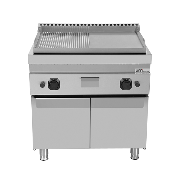 Table de travails Category 1 | Griddle plate gaz– 1/2 Smooth + 1/2 Grooved - G70GP20+GS-K - Unninox - image 3