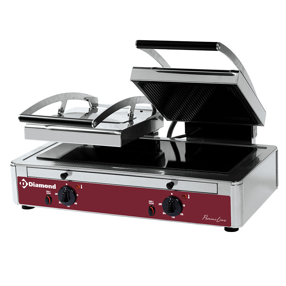 Grille-pain Panini double en vitrocéramique Diamond, surface de cuisson en céramique pour sandwiches chauds et grillades.