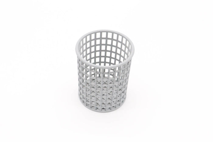 Panier à couverts rond Maxima pour lave-vaisselle, diamètre 10 cm, hauteur 13 cm, en plastique blanc.