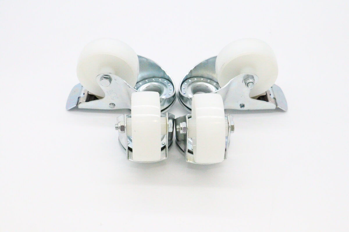 Roues en acier inoxydable Maxima pour cuiseur à vapeur, set de 2 avec supports, diamètre 11 cm, pour appareils de cuisine.