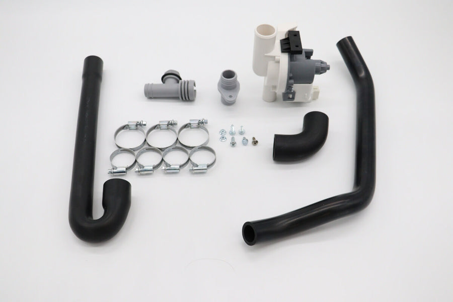 Kit de pompe de vidange Maxima pour lave-vaisselle, composants visibles pour assurer l'évacuation de l'eau.