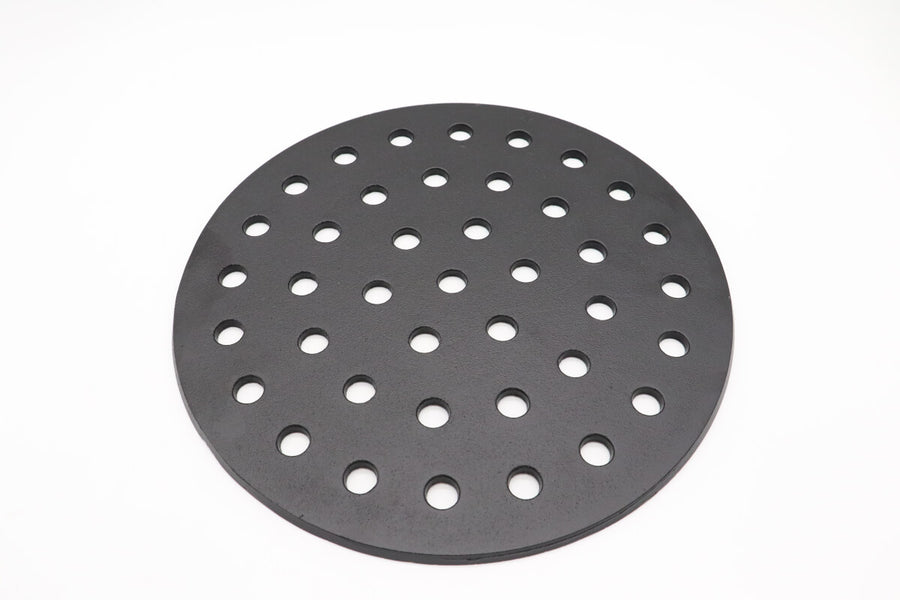 Grille à charbon de bois Maxima pour barbecue Kamado, diamètre 66 cm, en acier noir avec couvercle et poignées.
