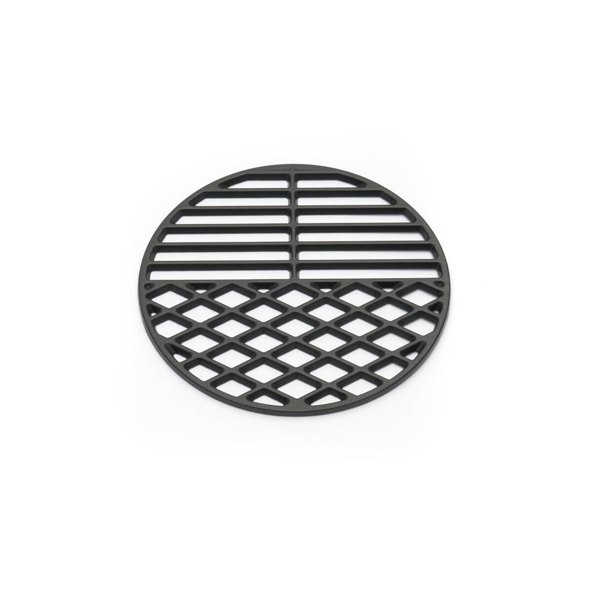 Grille de cuisson en fonte pour barbecue Kamado Maxima, 55 cm, avec détails de la grille pour grillade en fonte robuste.