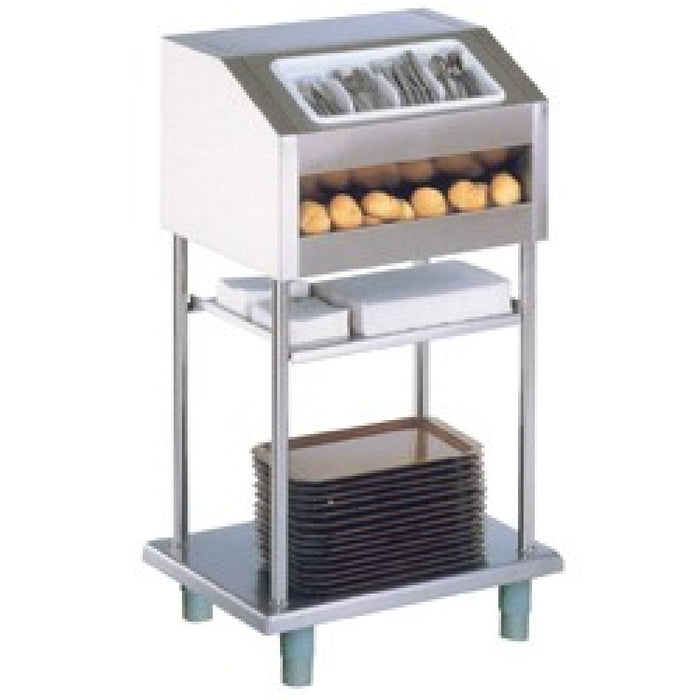Élément de service Diamond pour porte-plateaux, pains et couverts, en acier inoxydable avec compartiments pratiques.