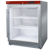 Frigo ventilé, porte vitrée, 150 Lit. acier inox