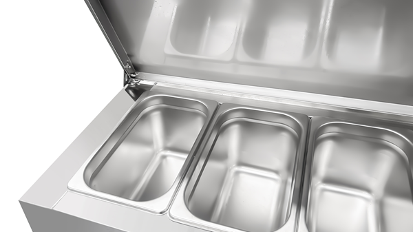 Saladette | 2 portes (1/1 GN) | Top 6× 1/3 GN | +2°C to +8°C | Froid ventilé | Flip Lids - Unninox - image 5