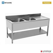 200x70xH85cm – 2 Sinks gauche - Unninox
