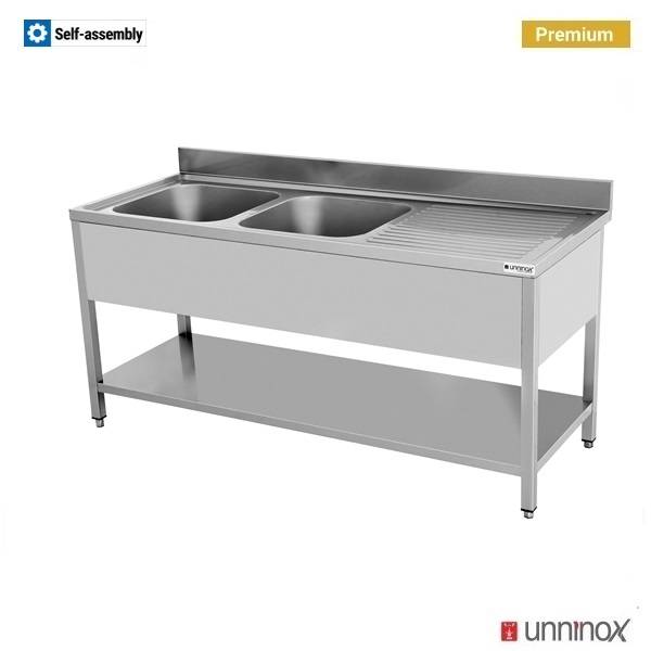 160x70xH85cm – 2 Sinks gauche - Unninox