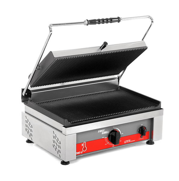 Contact/Panini Grill | Ribbed Surface 460x300 mm (Cast Iron) | 50°C/300°C - Unninox - image 5