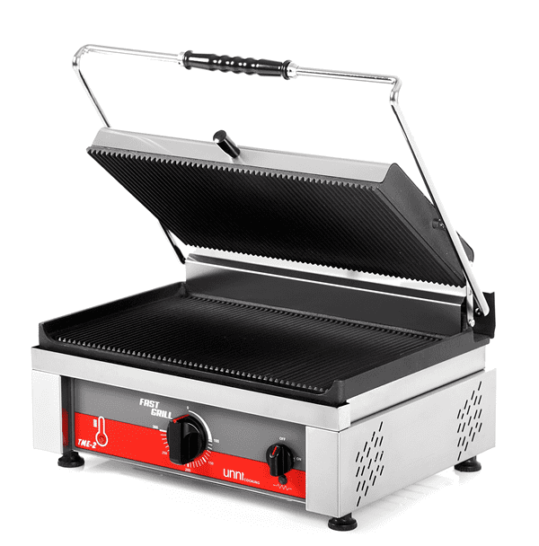 Contact/Panini Grill | Ribbed Surface 460x300 mm (Cast Iron) | 50°C/300°C - Unninox - image 4