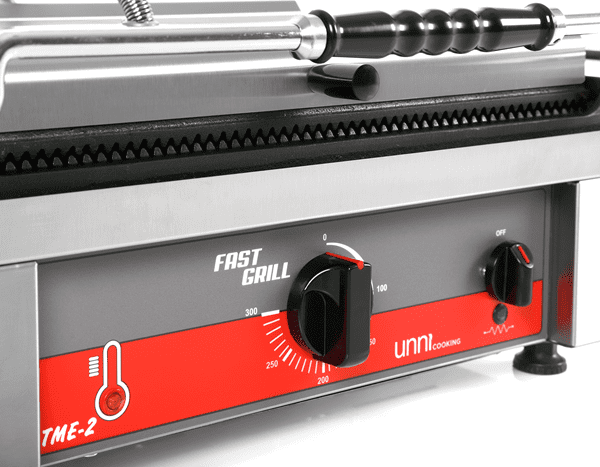 Contact/Panini Grill | Ribbed Surface 460x300 mm (Cast Iron) | 50°C/300°C - Unninox - image 6