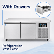 Refrigerated Comptoir | Low Modèle | 2 Drawers (1/1 GN) | 1210x700x600(h)mm - Unninox