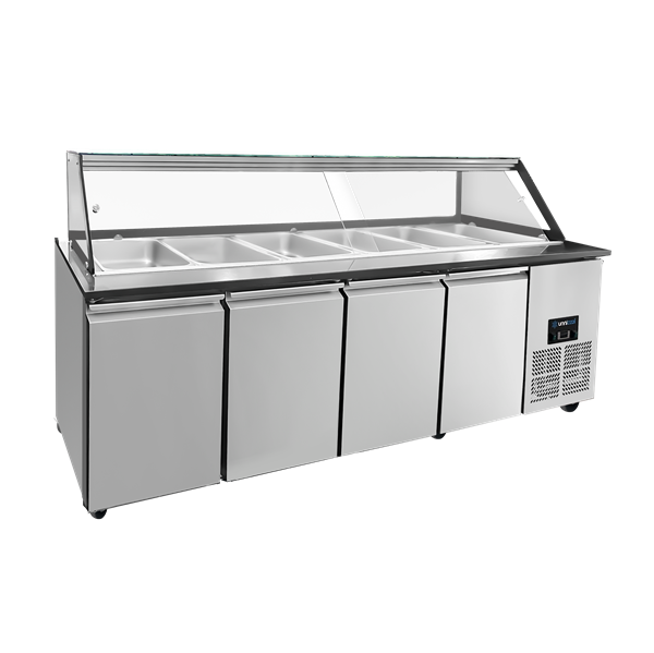 Saladette Workbench – 6x GN 1/1 Capacité – 223x82x85.5cm - Unninox - image 2