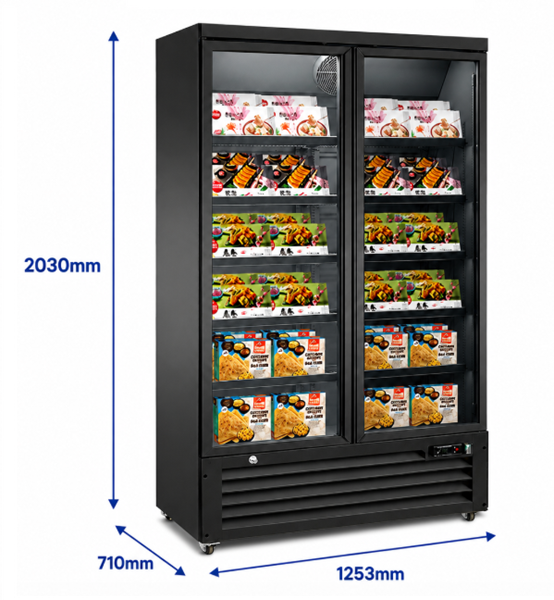 Freezer 2 Glass portes – 1253×710×2030mm - 985Ltr - Unninox