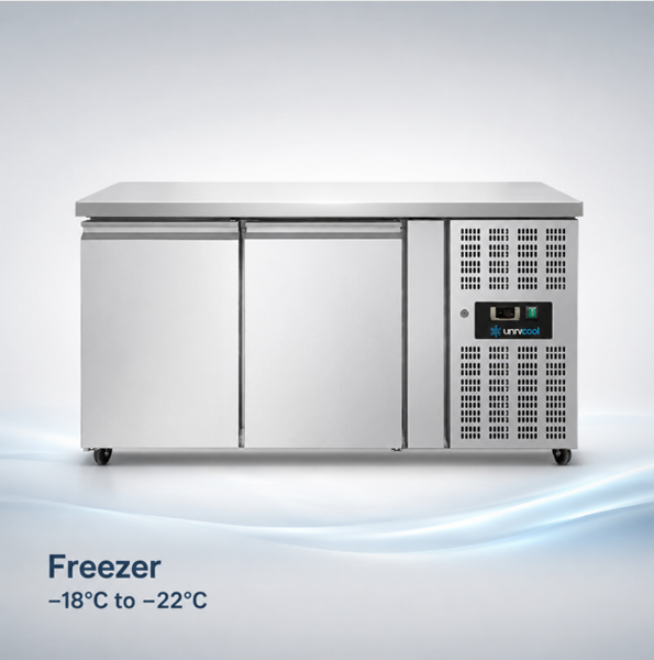 FREEZER Comptoir – 2 portes – SANS DOSSERET 136x70x85cm - Unninox
