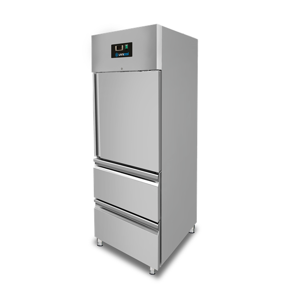 Refrigerator – 1 porte – GN 2/1 – 650 Liters – 1 Half porte and 2 Drawers - Unninox - image 3