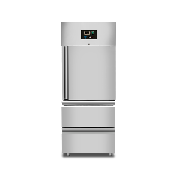 Refrigerator – 1 porte – GN 2/1 – 650 Liters – 1 Half porte and 2 Drawers - Unninox