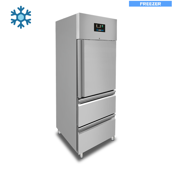 Freezer – 1 porte – GN 2/1 – 650 Liters – 1 Half porte and 2 Drawers - Unninox - image 2