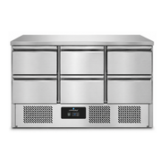 Refrigerated Comptoir 1365x700xH850mm - With 6 drawers - Unninox
