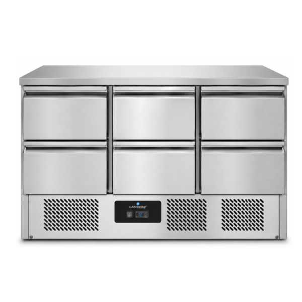 Refrigerated Comptoir 1365x700xH850mm - With 6 drawers - Unninox