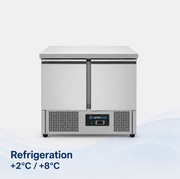 Refrigerated Workbench | 2 portes (1/1 GN) | +2°C / +8°C | 90x70x85(h) cm - Unninox